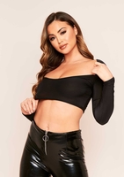 Isabella Black Double Layer Crop Top