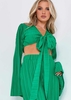 Ivy Green Plisse Wrap Tie Crop Top