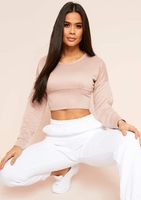 Jacine Blush Fitted Waist Cropped Sweater