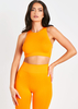 Jacqueline Orange Seamless Ribbed Racer Crop Top