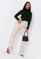 Jada Black Ribbed Knitted High Neck Bodysuit