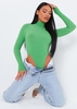 Jada Lime Ribbed Knitted High Neck Bodysuit