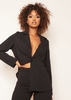 Jade Black Plunge Detail Casual Slim Fit Blazer