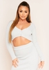 Jalia Light Grey Super Cropped Ribbed Knitted Cardigan