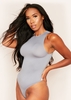 Jane Light Charcoal Lux Second Skin Crew Neck Racer Bodysuit