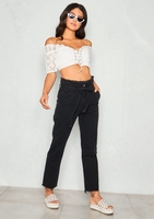 Janthia Black High Waist Paperbag Jeans