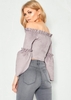 Jasmine Grey Suede Frill Edge Crop Top