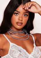Jayda Silver Metallic Layered Beaded Necklace