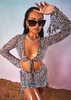 Jayde Zebra Print Tie Front Mesh Top