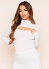 Jayla Grey Ribbed Cut Out Turtle Neck Bodysuit