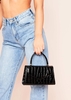 Jayli Black PU Croc Print Envelope Bag