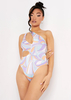 Jazmin Lilac Printed One Shoulder Cut Out Bodysuit