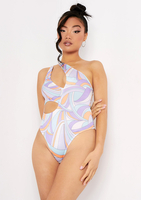 Jazmin Lilac Printed One Shoulder Cut Out Bodysuit