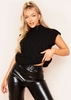 Jess Black Cable Knit High Neck Vest