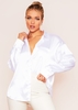 Jessica White Oversized Thick Satin Button Through Shirt