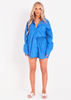 Jessie Cobalt Blue Cotton Oversized High Waisted Runner Shorts