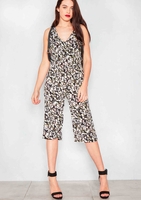 Jill Black Plunge Floral Culotte Jumpsuit