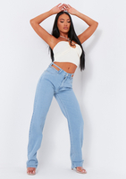 Joelle Light Wash Cut Out Detail Straight Leg Jeans