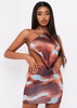 Josie Chocolate Print Double Strap Mini Skirt