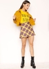 Judith Mustard Check Mini Skirt