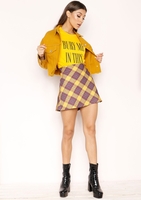 Judith Mustard Check Mini Skirt
