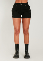 Julia Black Lace Up Denim Shorts