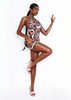 Juliana Brown Halterneck Printed Mini Dress