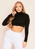 Juna Black Basic Jersey High Neck Crop Top