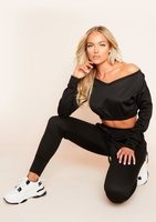 Justine Black Sweater And Jogger Loungewear Co-Ord Set