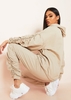 Kacie Beige Ruched Sleeve Jogger and Hoodie Lounge Set