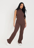 Kaia Chocolate Brushed Rib Straight Leg Trouser