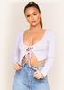 Kaley Lilac Double Tie Ribbed Knit Long Sleeve Top