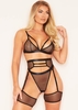 Kali Black 3 Piece Lace Suspender Lingerie Set
