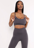Kara Charcoal Seamless Ribbed Scoop Neck Double Strap Crop Top