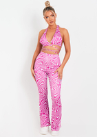 Karla Purple Swirl Halter Neck Cross Co-ord Top
