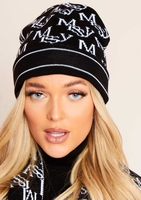 Karmen Black Missy Empire Print Knitted Beanie Hat