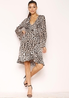 Kathie Leopard Print Frill Wrap Dress