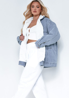 Katya Blue Faux Fur Oversized Denim Jacket