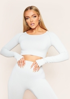 Kayla Olive Green Long Sleeve Seamless Gym Crop Top