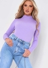 Kelsie Lilac Ribbed Knit High Neck Long Sleeve Top