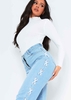 Kelsie White Ribbed Knit High Neck Long Sleeve Top
