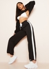 Kia Black Tricot Wide Leg Stripe Joggers