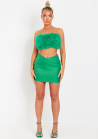 Kiely Green Faux Feather Bandeau Crop Top