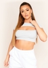 Kiely Light Grey Cut Out Cap Sleeve Ribbed Crop Top