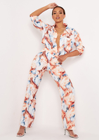 Kimber Multi Marble Print Straight Leg Trousers