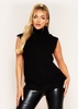Kimberley Black Knitted Roll Neck Sleeveless Top