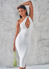 Kimia Cream One Shoulder Keyhole Midi Dress