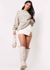 Kira Cream PU Croc Print Split Hem Mini Skirt
