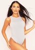 Klara Light Grey Crew Neck Ribbed Racer Bodysuit