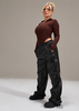 Kori Black PU Toggle Cargo Trousers